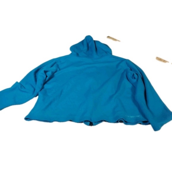 Glowing Sky Merino Wool Dark Teal Zip Up Hoodie Sweatshirt Cropped Sz 18/XL - Picture 7 of 12